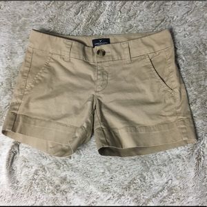 American Eagle Stretch Midi Khaki Shorts